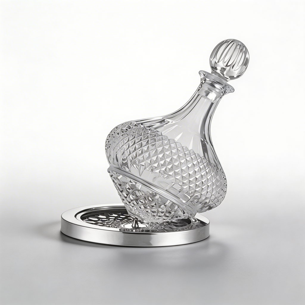 Faceted Spinning Crystal Decanter