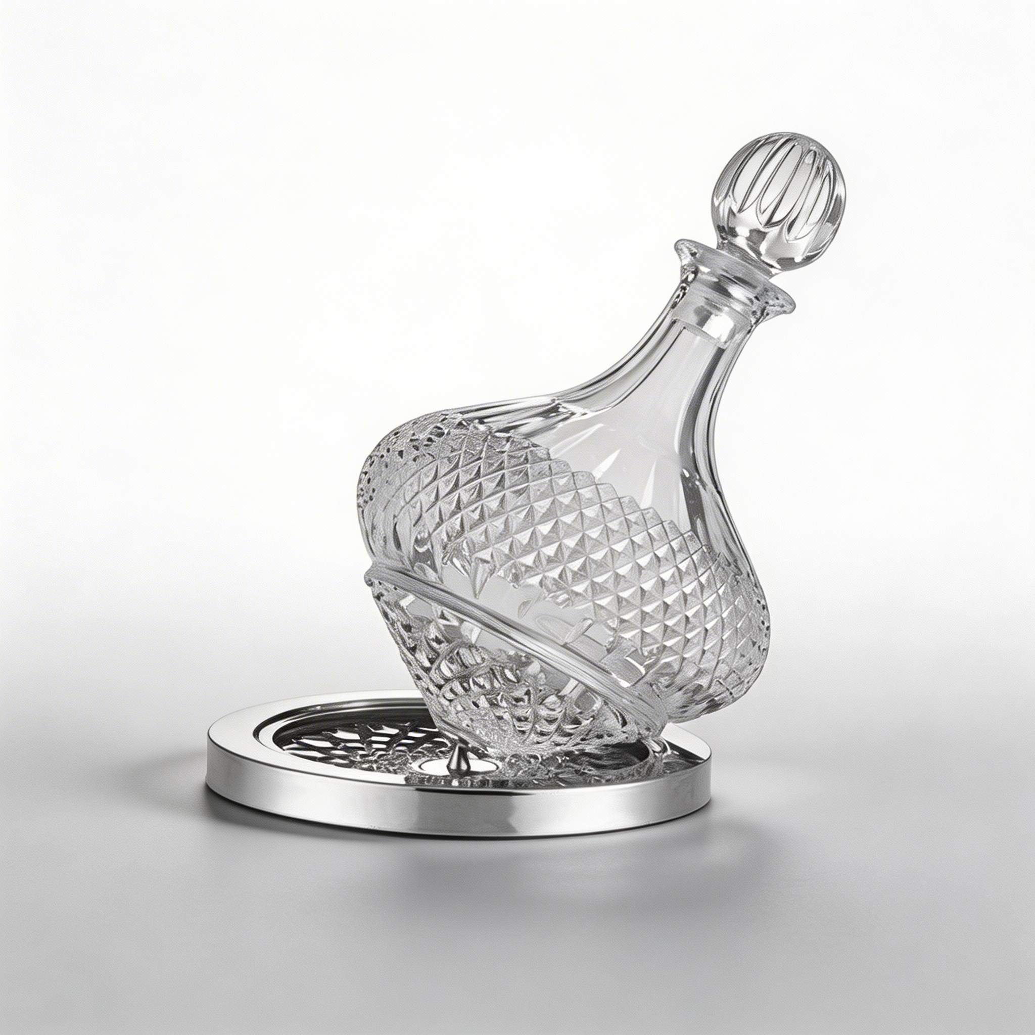Faceted Spinning Crystal Decanter